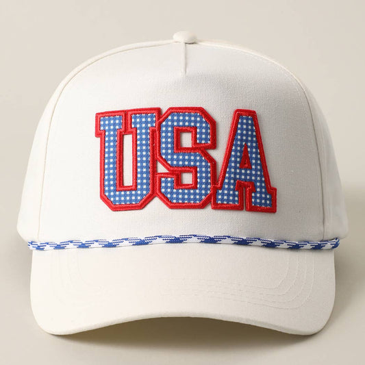 USA Patch Rope Trucker Hat: ROYAL BLUE