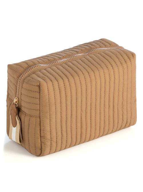 Ezra Large Boxy Cosmetic Pouch: Tan