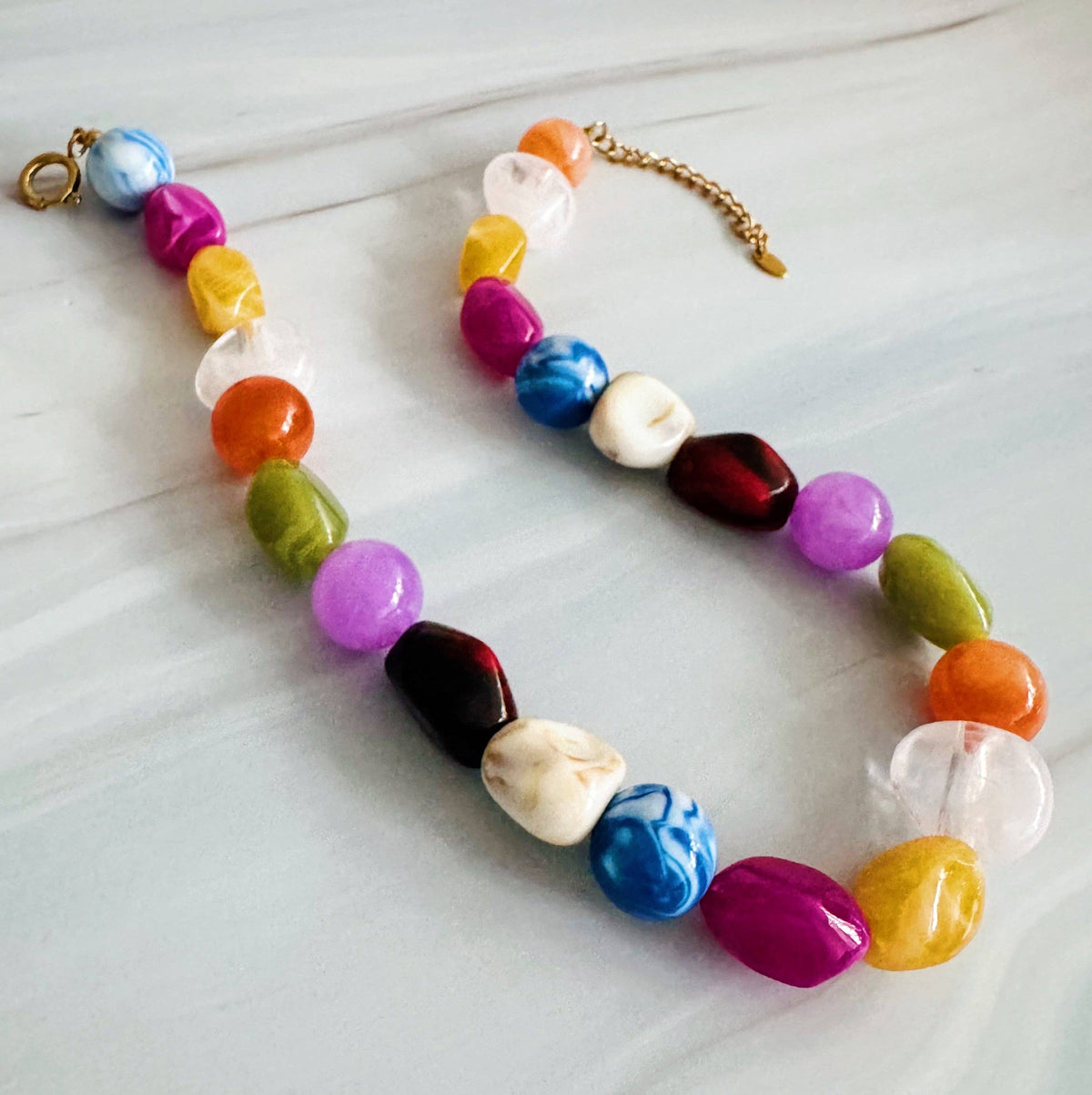 Color Pop Mixed Shape Beaded Necklace – Modern Statement