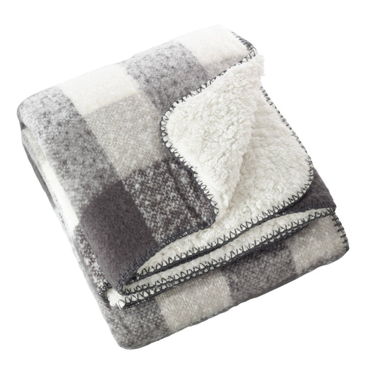 Faux Mohair Design Sherpa Throw: Grey / 50"x60"