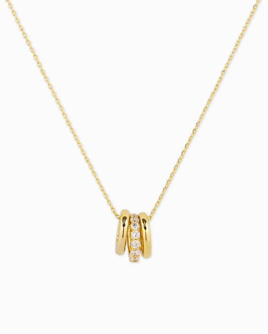 CZ Rondelle Charm Pendant Necklace: Yellow Gold