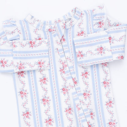 Angel Dear Anna Floral Stripe - 2 Way Ruffle Sleeve Zipper Footie - image 5