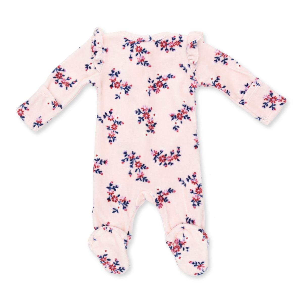 Angel Dear Nora Floral Velour - 2 Way Ruffle Sleeve Zipper Footie - image 2