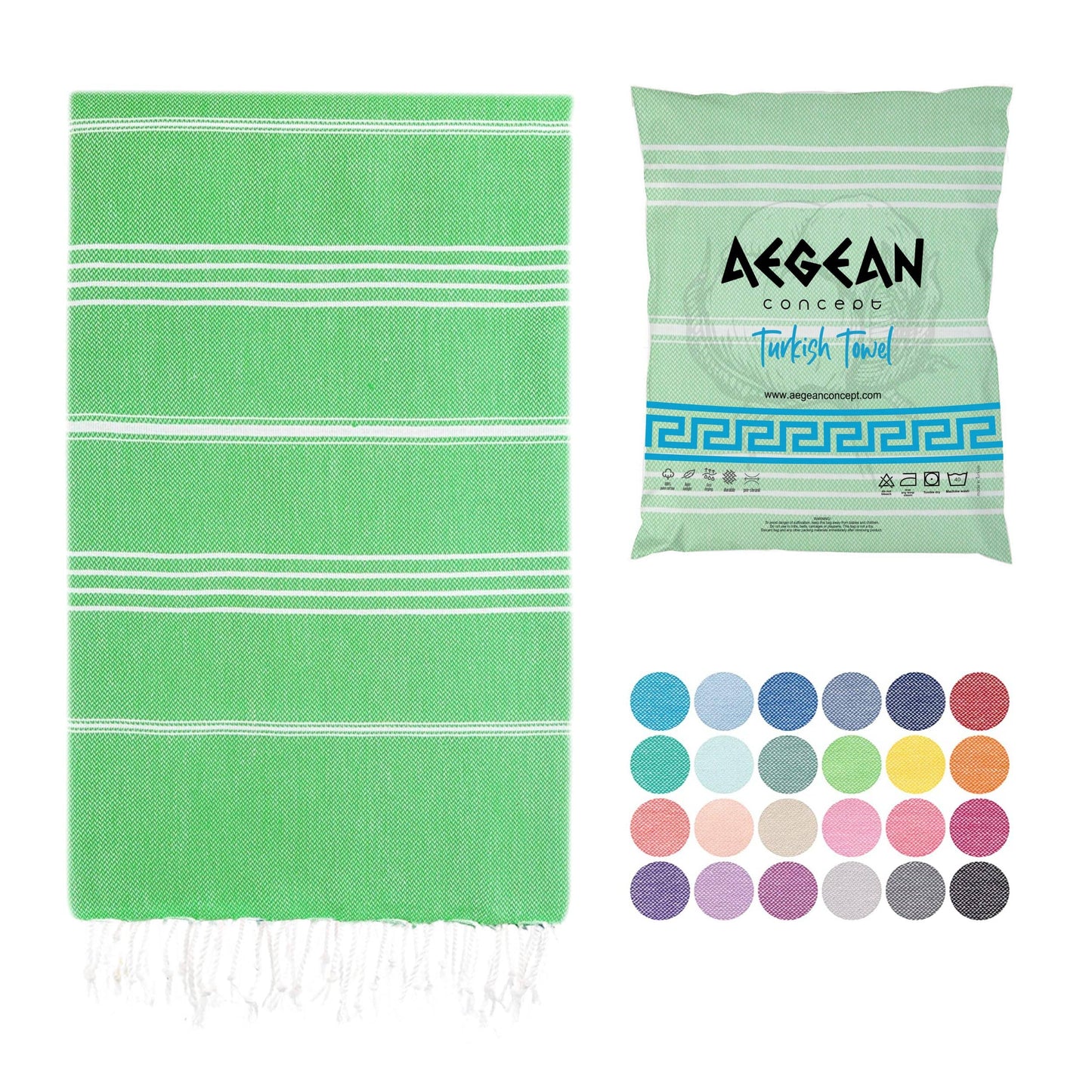 Turkish Beach Towel, Oversized, Quick-Dry: Green
