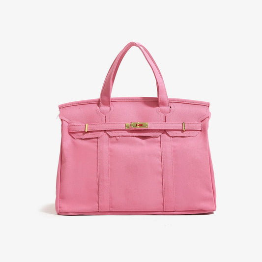Handmade Premium Cotton Canvas Boat Bag Solid Color: Pink