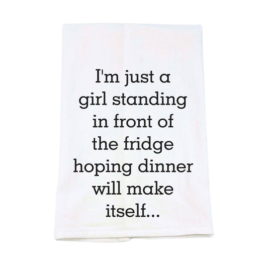 I'm Just A Girl Standing In front Of The Fridge Tea Towels