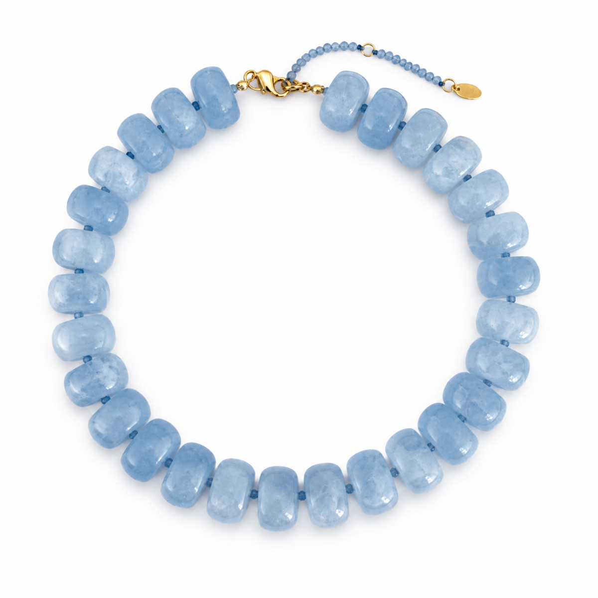 Chunky Resin & Natural Stone Bead Necklace: Powder Blue