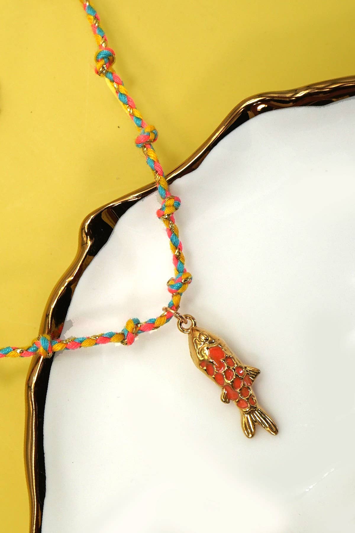 18k Stainless Steel Corded Charm Necklace | Orange