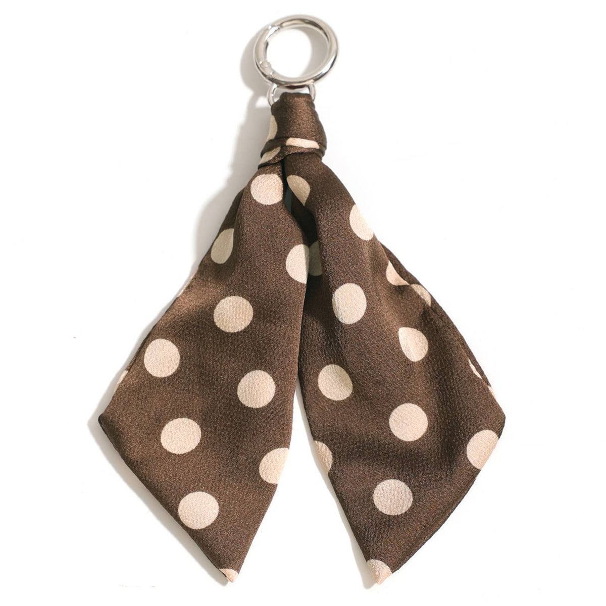 Polka Dot Silk Scarf Keychain Bag Charm: Coffee01 / M