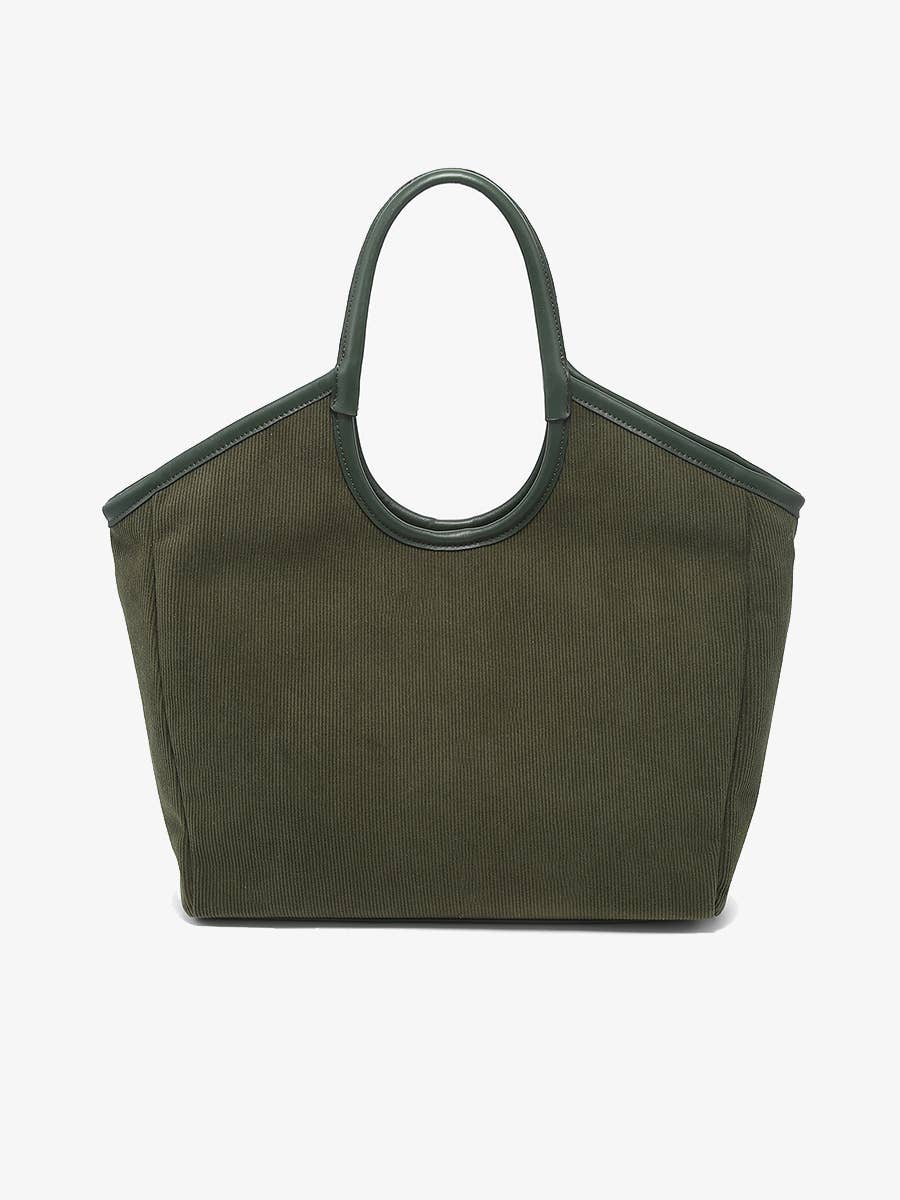 Piper Contrast Corduroy Mini Tote: Olive