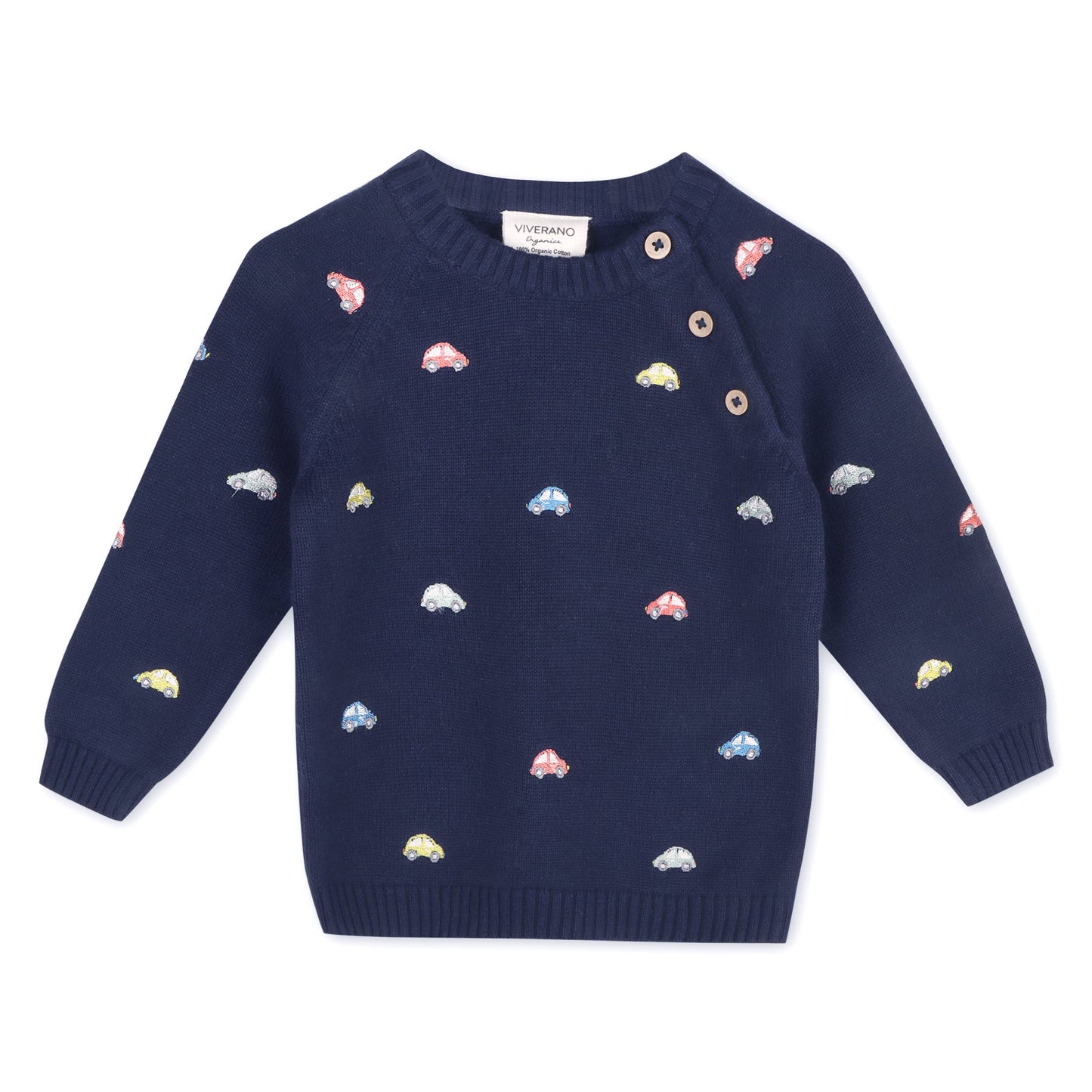 Mini Beetle Cars Embroidered Baby Sweater (Organic)