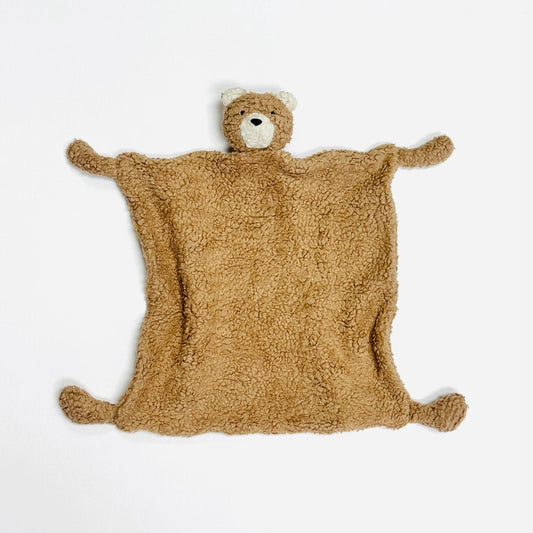 BEAR - Organic SHERPA Lovey Baby Security Blanket Cuddle Cloth