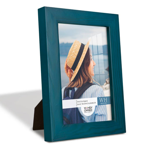 Photo Frame, Real Wood with Wood Grain, Ocean Blue: 4 x 6