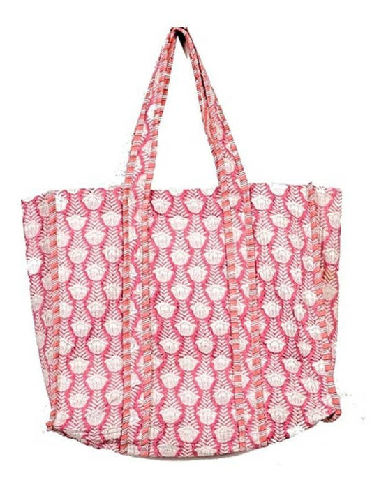 Organic Reversible Quilted Tote Bag | Pink