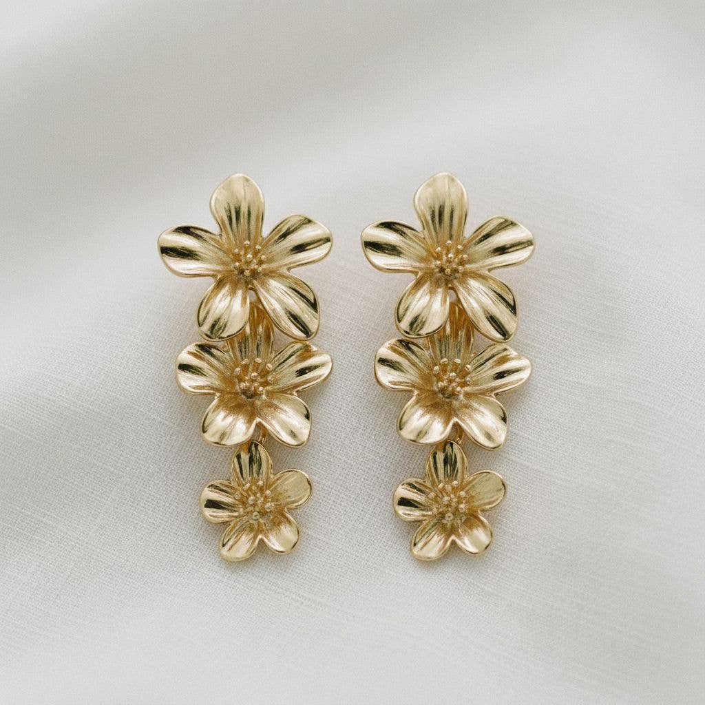 Vintage Inspired Flower Tassel Dangle Earrings