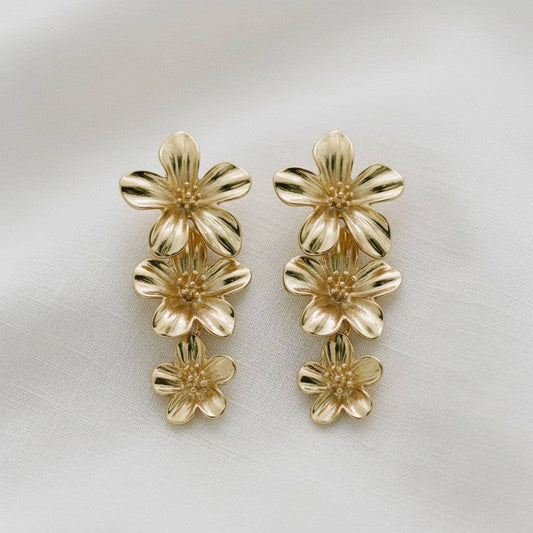 Vintage Inspired Flower Tassel Dangle Earrings