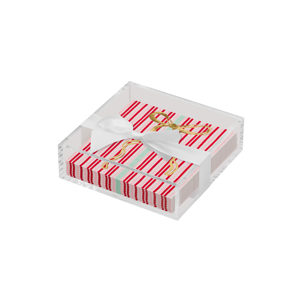 Tis the Season Acrylic Napkin Tray with Cocktail Napkins