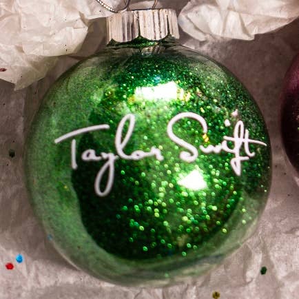 Taylor Swift Christmas Ornament | Glitter | Plastic | Eras: Taylor Swift / Round 2.36”