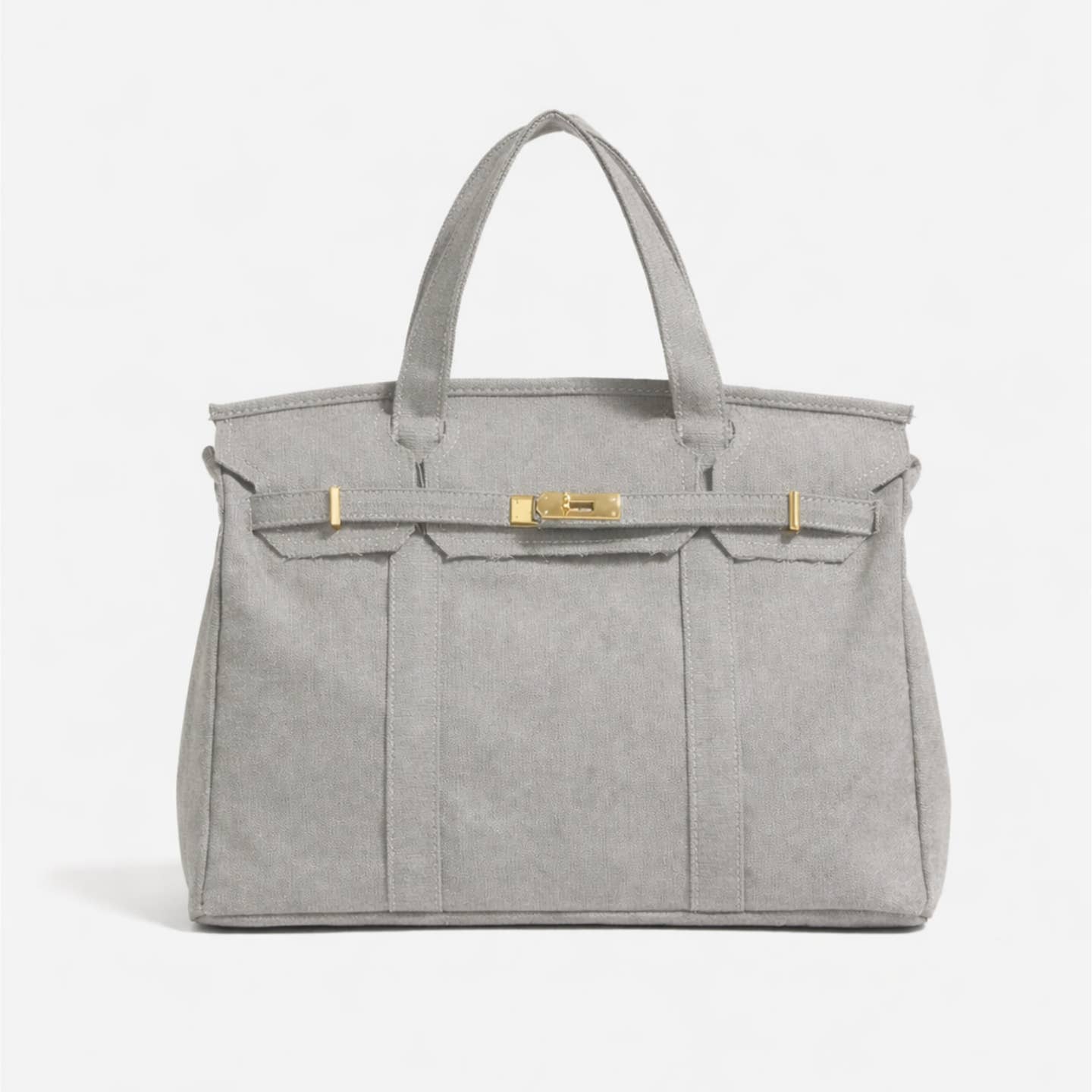 Handmade Premium Cotton Canvas Boat Bag Solid Color: Gray