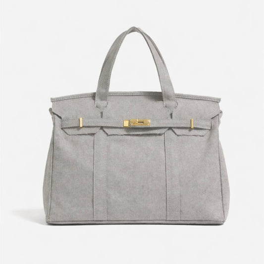 Handmade Premium Cotton Canvas Boat Bag Solid Color: Gray