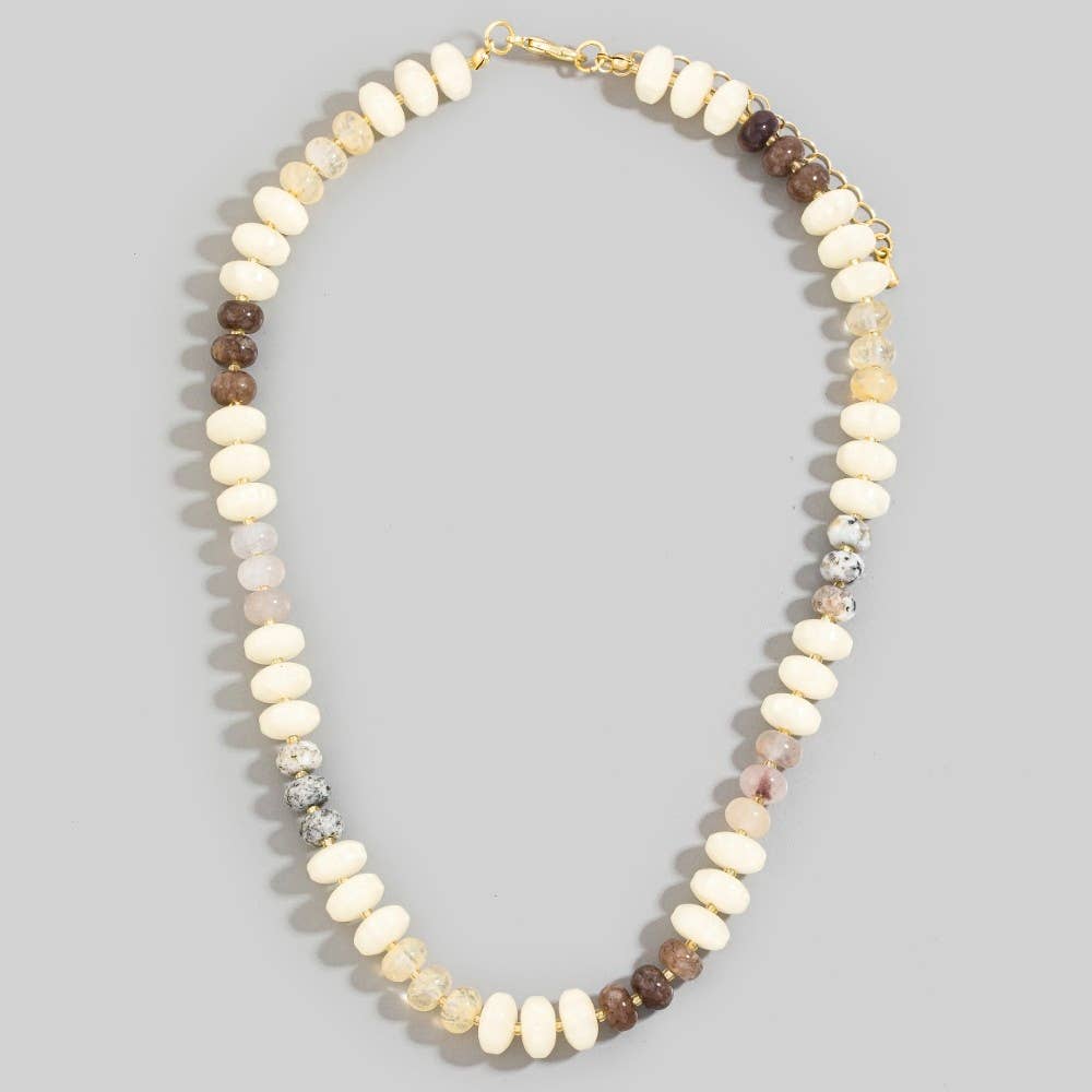Mixed Glass And Resin Disc Beaded Necklace: GNT