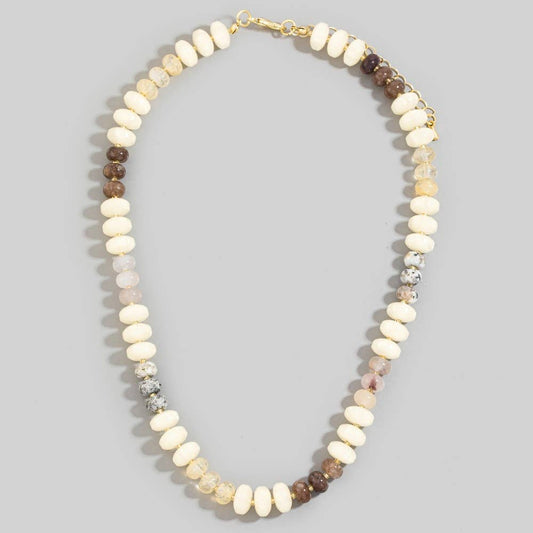 Mixed Glass And Resin Disc Beaded Necklace: GNT