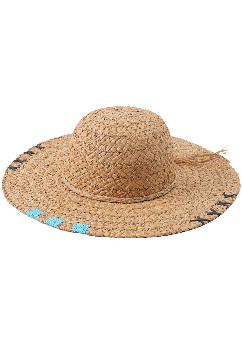 Natural Raffia Straw Floppy Sun Hat: Tan
