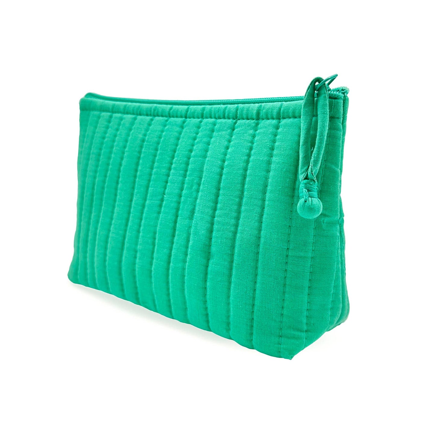Aviva Collection - Quilted Solid Cotton Travel Pouch: Seafoam Green