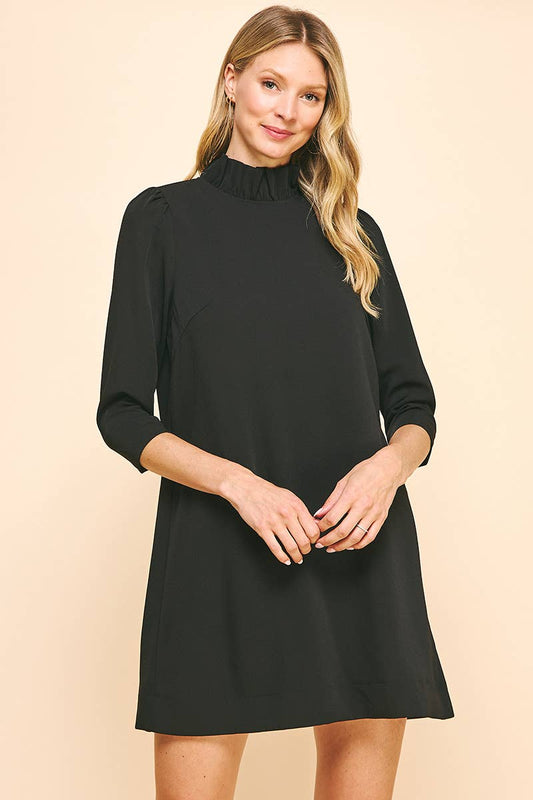 Back Neck Tied Mini Dress - Black