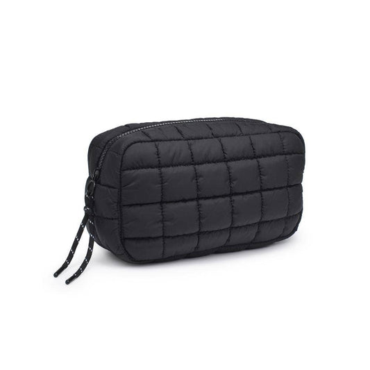 Max Quilted Puffer Nylon Cosmetic Makeup Pouch Bag: Black