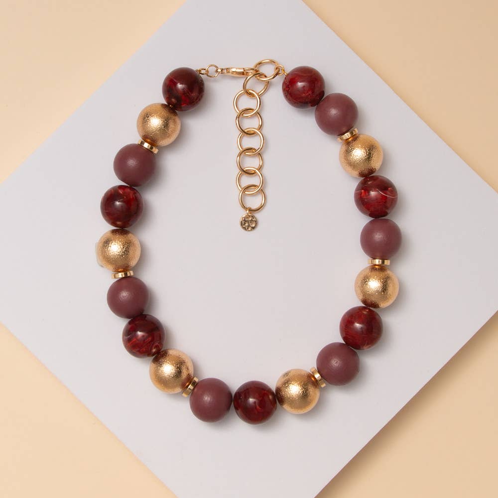 Beaded Multi Color Necklace : Wine