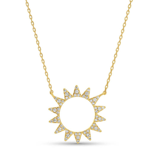 Pavé Sun Necklace: Gold