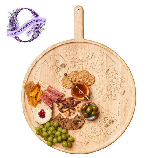 Meg Quinn Cheese Map Board | Round w/ Handle | 22" x 17"