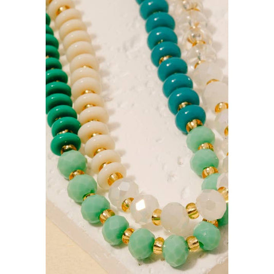 Green Stone and Glass Beaded Necklace