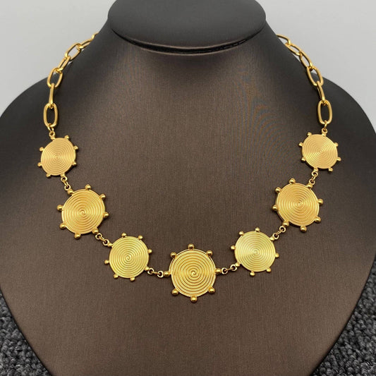 FGS - 18K Gold Plated Ss Spiral Charm Necklace