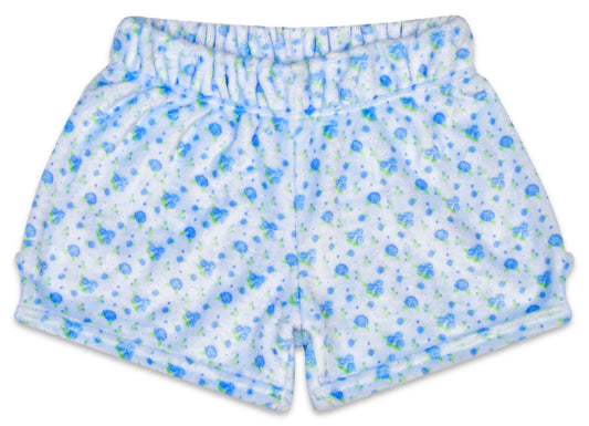 Blue Ditsy Plush Shorts