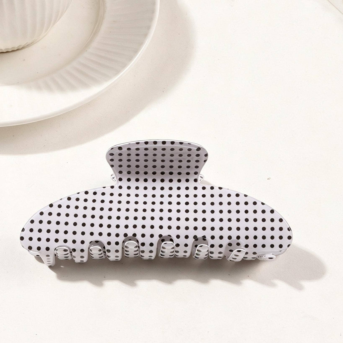 Polka Dot Hair Claw Clip | White