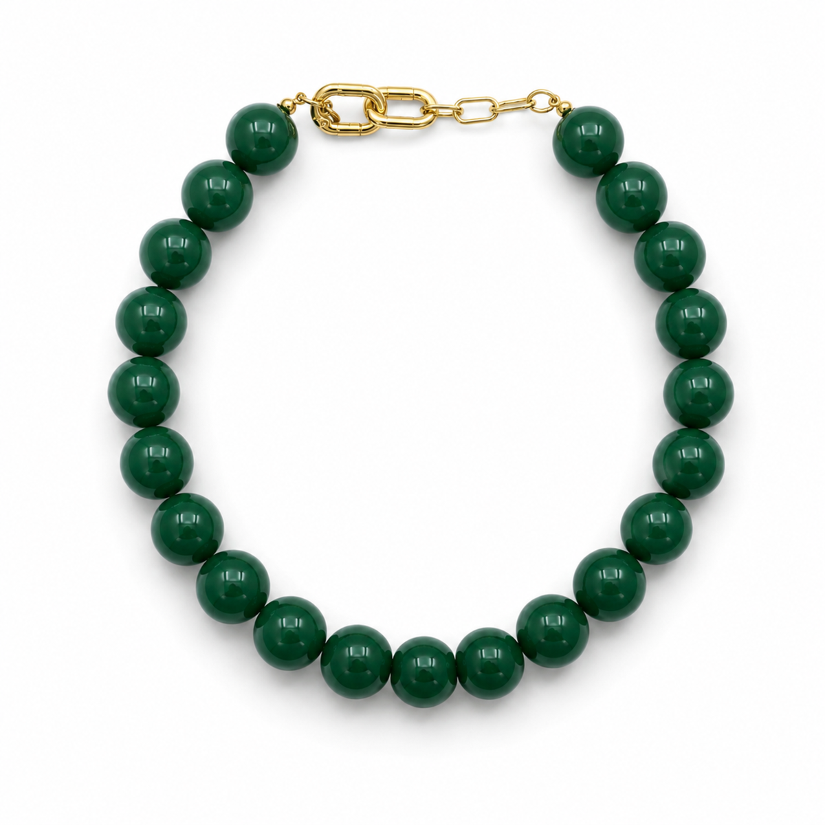 Beaded Color Gumball Statement Necklace: Emerald Green