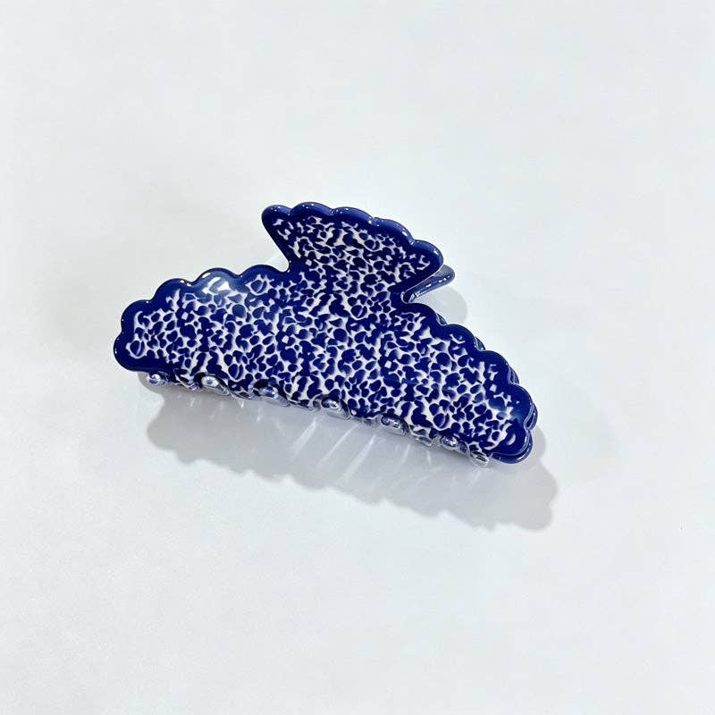 Marble Leaf Claw Clip: Blue / F