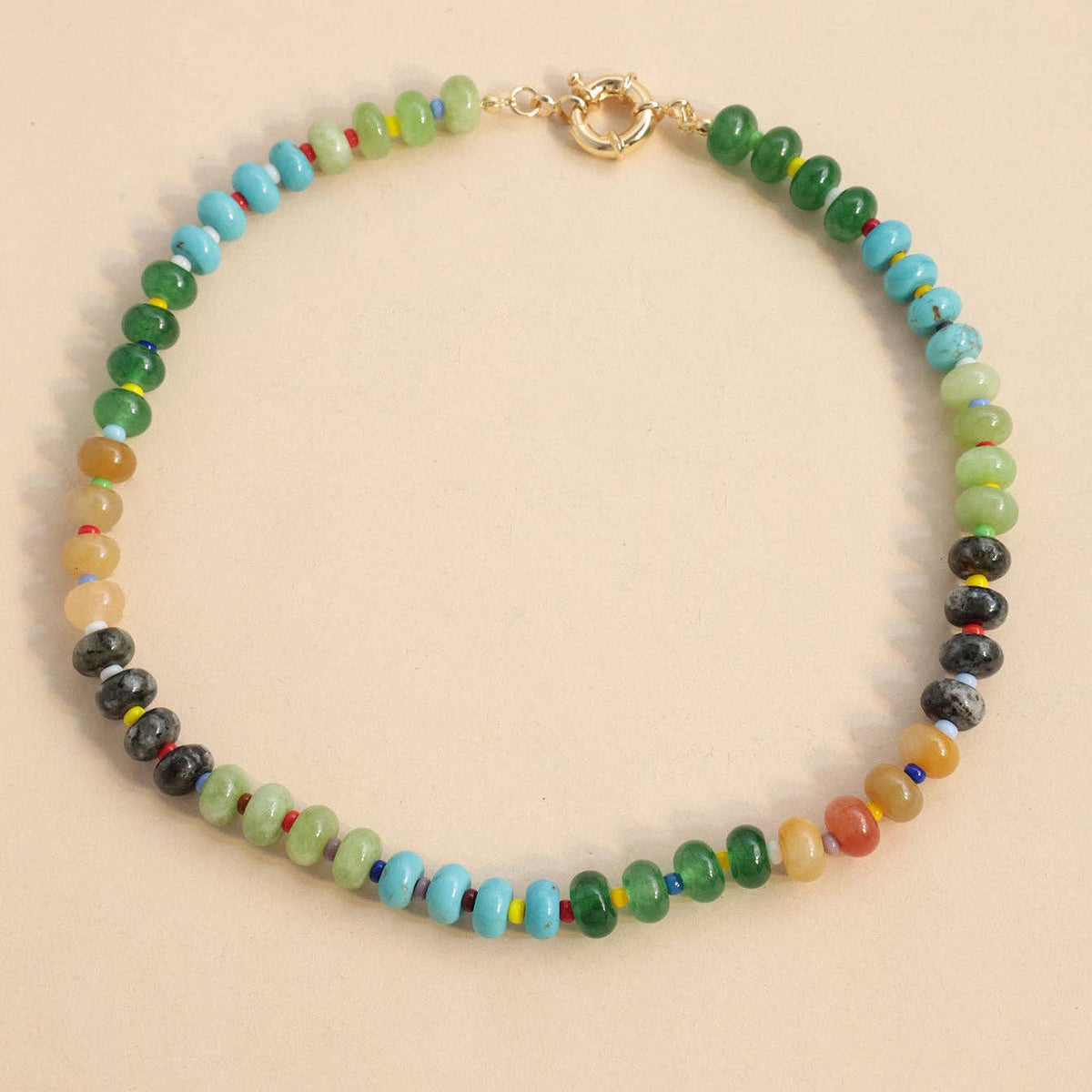 Colorful Beaded Statement Necklace: 4 / One Size