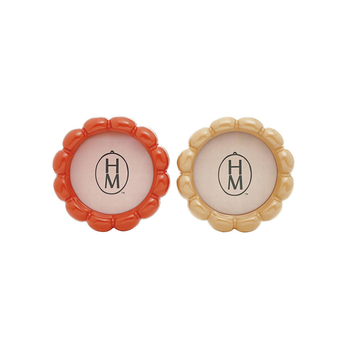 Round Resin Scalloped Photo Frame- Burgundy