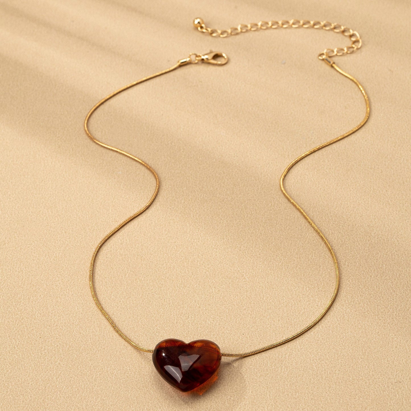 Tortoise Heart Charm Pendant Necklace | Gold