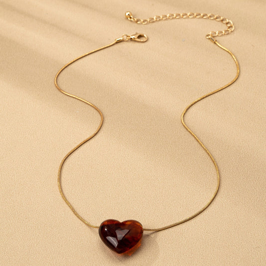 Tortoise Heart Charm Pendant Necklace | Gold
