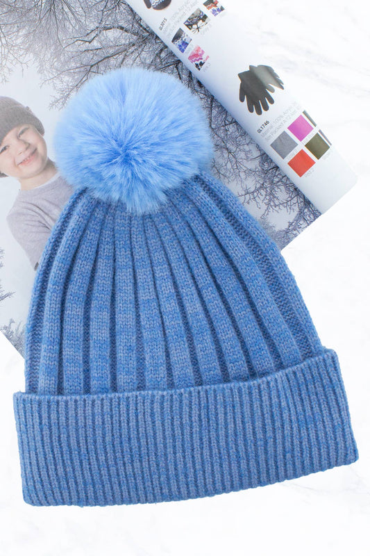 Mixed New Knitted Sweet Woolen Kids Hat: Denim Blue