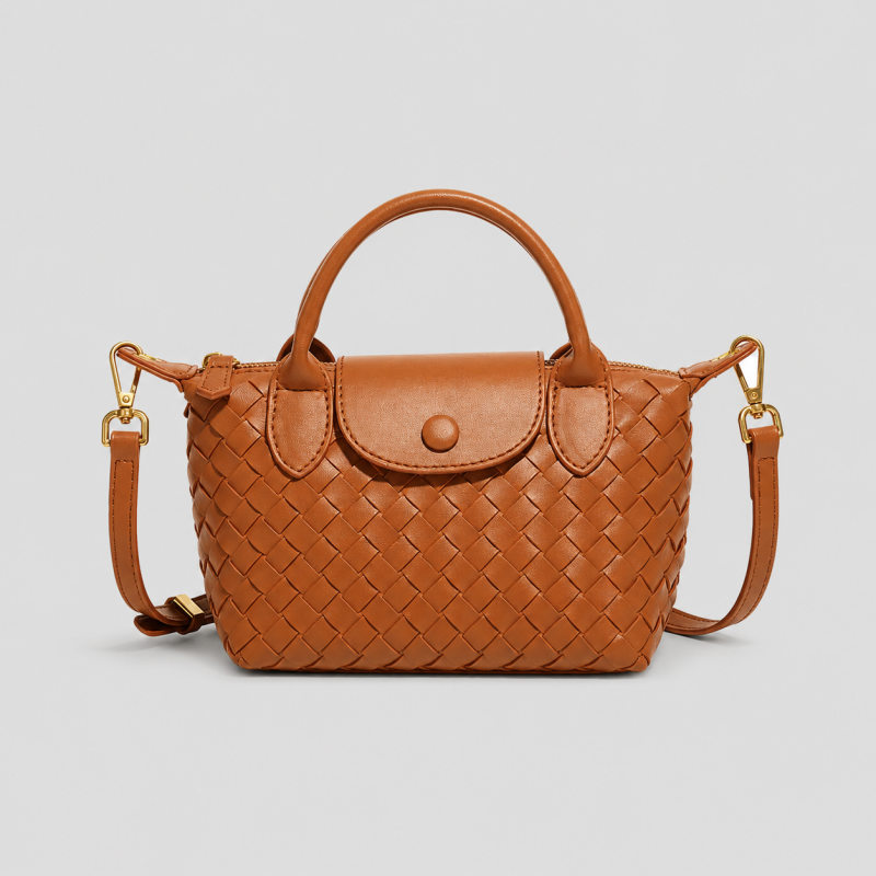 Woven Crossbody Bag: Brown / One Size
