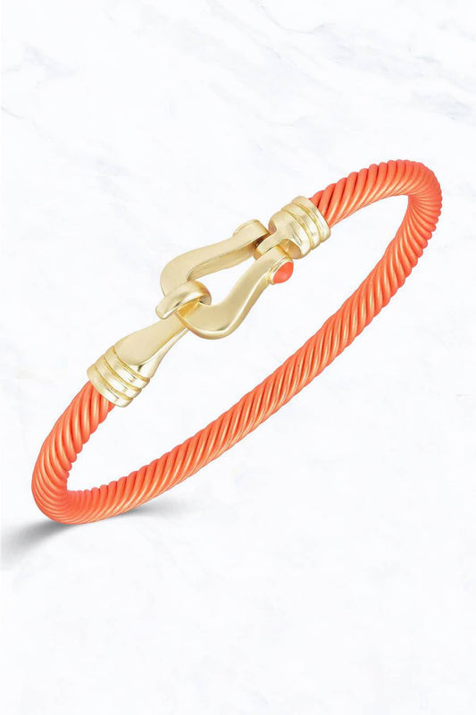 Love-Knot Cable Fashion Bangle Bracelet: Matte Orange