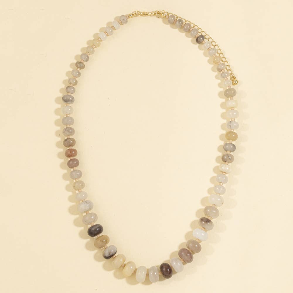 Rondelle Semi Precious Stone Beaded Necklace: LBRW