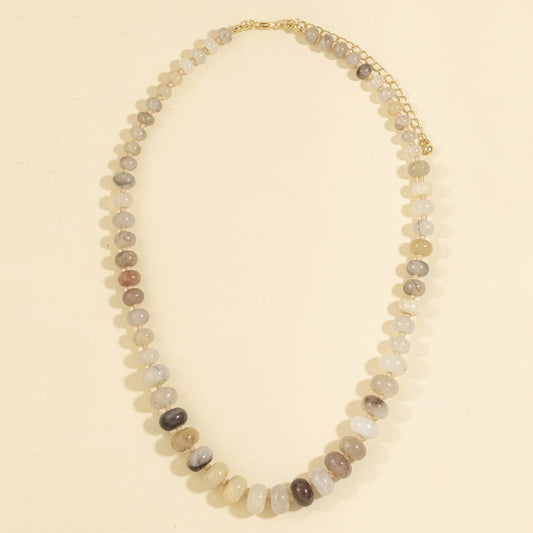 Rondelle Semi Precious Stone Beaded Necklace: LBRW