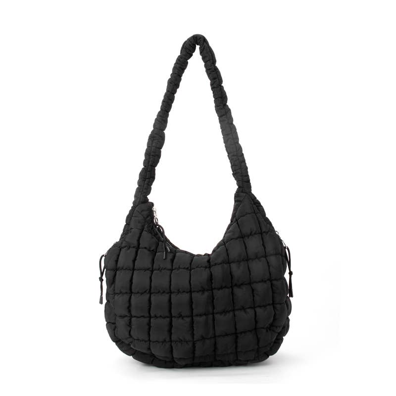 The Ashton | Puffer Hobo Tote | Black