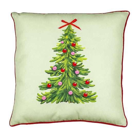 Noelle Tree Pillow   Green/Red   18x18